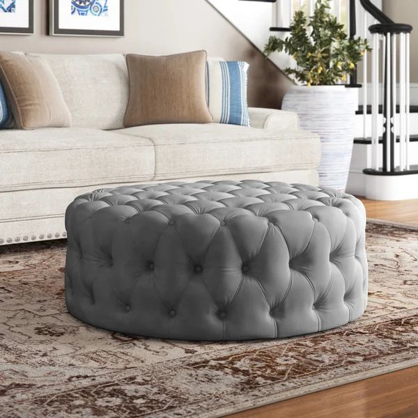 Huskins 41.73'' Wide Velvet Tufted Round Cocktail Ottoman | Wayfair North America