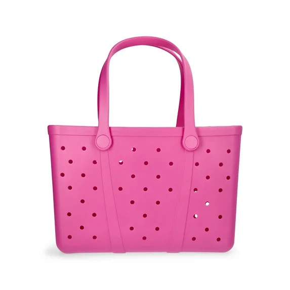 Time and Tru Women's Waterproof EVA Beach Tote Bag, Hot Pink | Walmart (US)