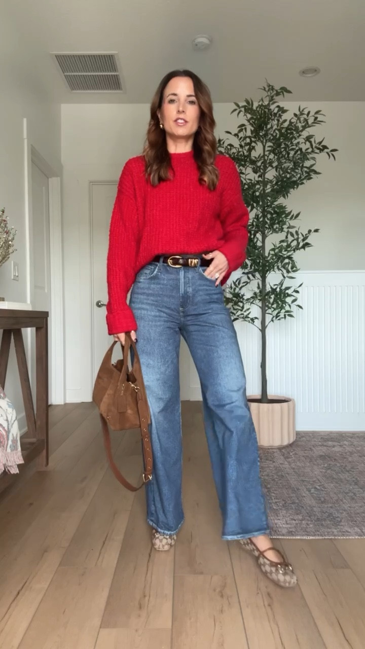 Target red sweater in XXS. Christmas sweater. Rag & Bone Miramar ankle sweatpants jeans in 23 (it’s recommended to size down 1 in these). Gucci horsebit ballet flats are TTS. Winter outfit. Winter style. Holiday party. Christmas party. 


#LTKPetite #LTKSeasonal #LTKGiftGuide