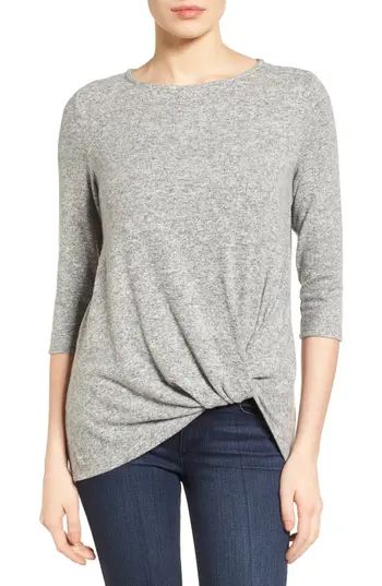 Women's Gibson Cozy Twist Front Pullover, Size XX-Small - Grey | Nordstrom