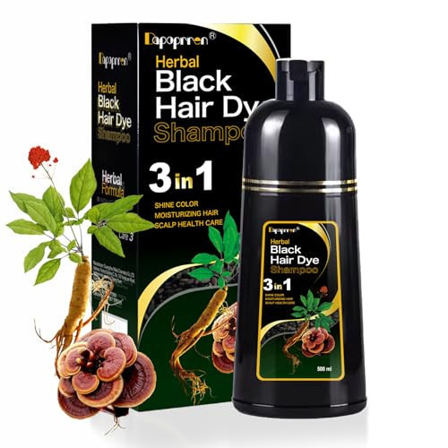 Dapoprren Instant Black Hair Shampoo, 3 in 1 Hair Dye Shampoo for Gray Hair, Natural Black Shampoo-Hair Nourishing & Darkening for Men Women - 17Fl Oz | Amazon (US)