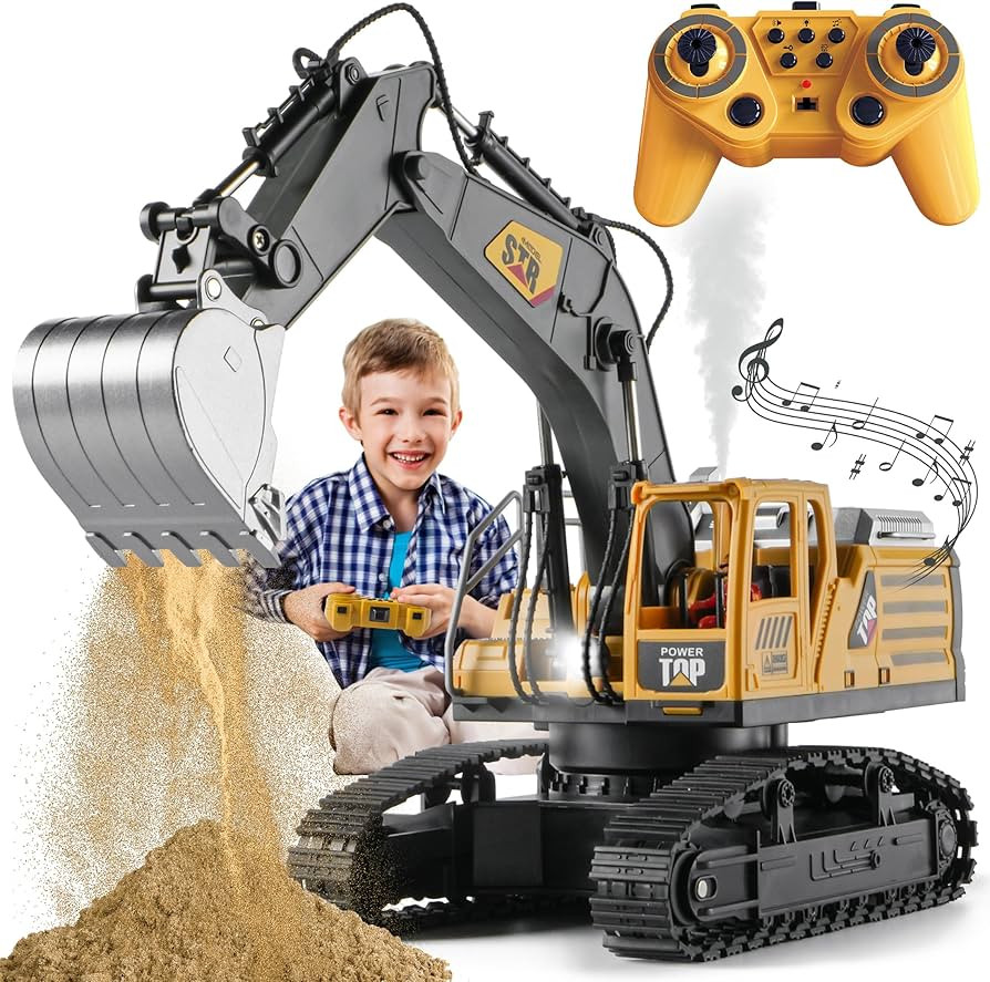 Amazon.com: KASQERT Remote Control Excavator Toys for Boys,14 Channel RC Digger Construction Toys... | Amazon (US)