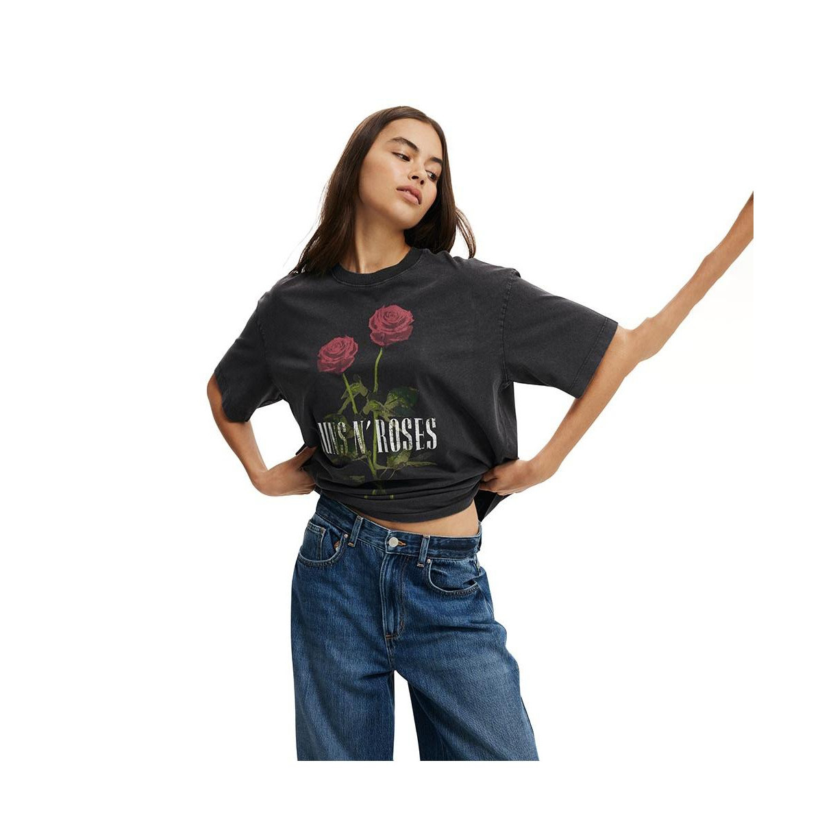 Cotton On Women's The Lcn Music Boxy Graphic Tee - Lcn bra guns n roses / washed black | Macy's