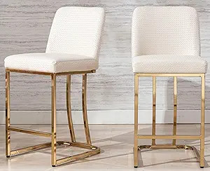 VESCASA 24" H Counter Height Barstools with Back, Mid Century Modern Woven Faux Leather Upholster... | Amazon (US)
