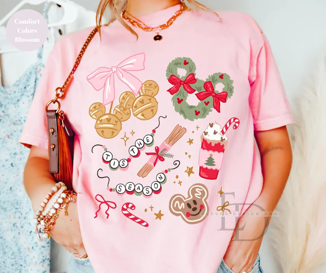 Comfort Colors Coquette Bow Tis the Season Christmas Shirt,christmas Season Shirt,disney Christma... | Etsy (US)