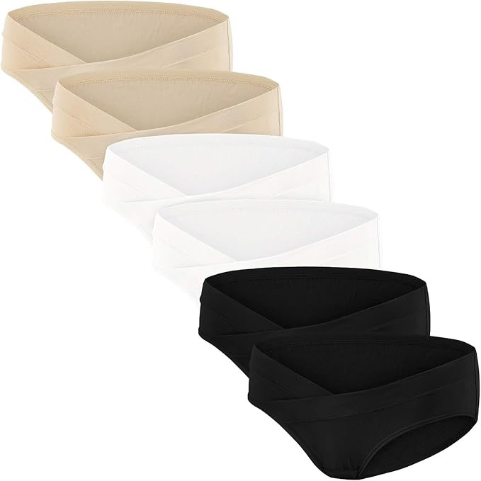 Angelhood 6 Pack Womens Cotton Maternity Underwear,Healthy Maternity Pregnancy Panties Postpartum... | Amazon (US)