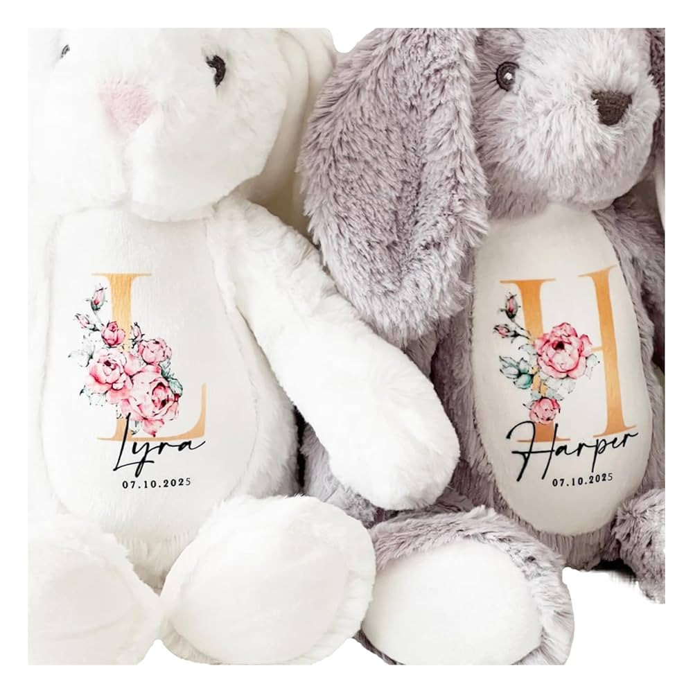 Personalized My First Easter Gift Bunny Customizable Initials Name Date Companion Plush Bunny Per... | Amazon (US)