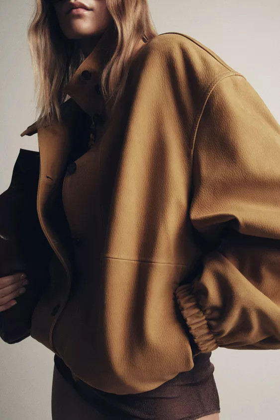 100% LEATHER BOMBER JACKET ZW COLLECTION LIMITED EDITION | Zara US