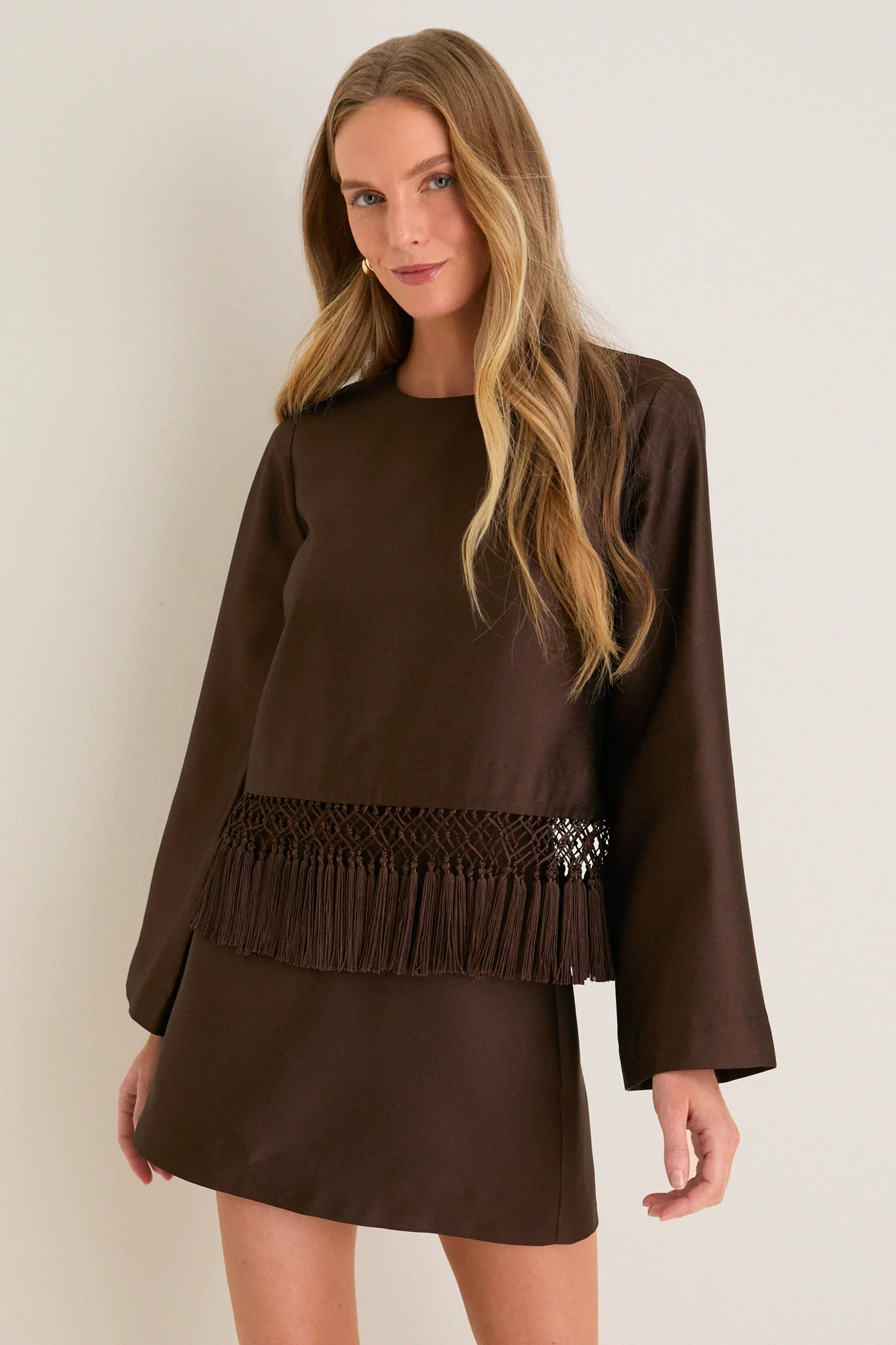 Chocolate Dupioni Maxine Tassel Top | Tuckernuck (US)