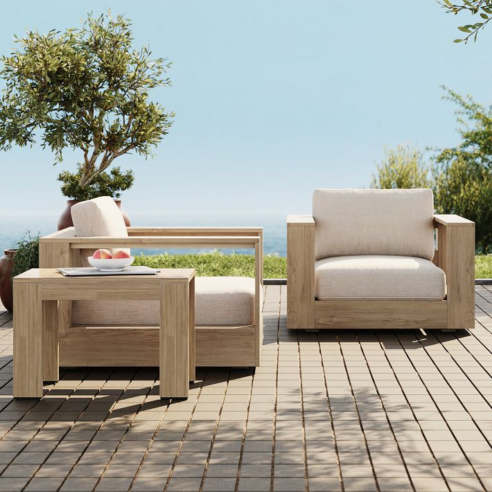Telluride Outdoor Lounge Chairs & Side Table (29") Set | West Elm (US)