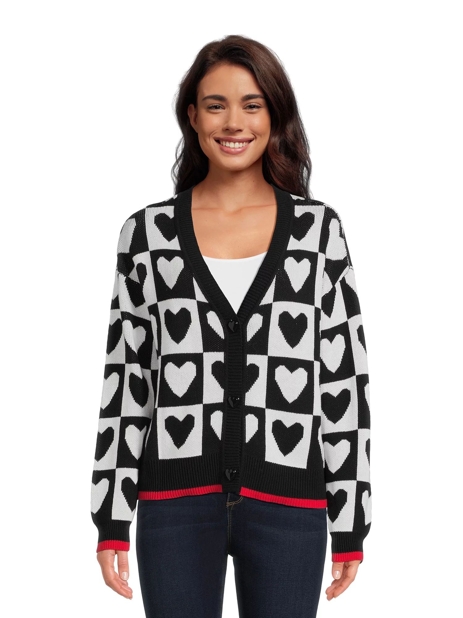99 Jane Street Women's Long Sleeve V-Neck Button Front Cardigan | Walmart (US)