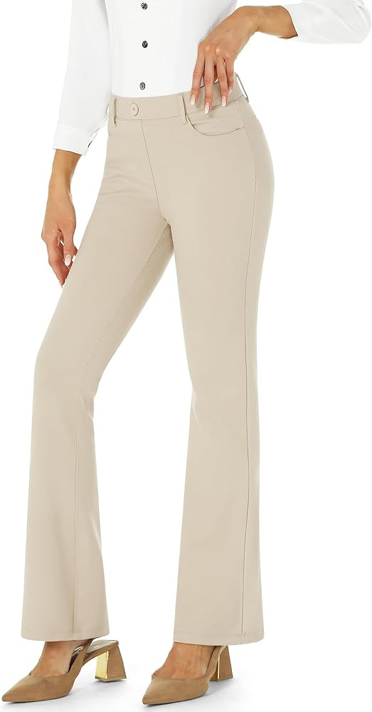 Stelle Women 28"/30"/ 32" Bootcut Dress Pants Business Casual Work Pants with Pockets Pull On Reg... | Amazon (US)