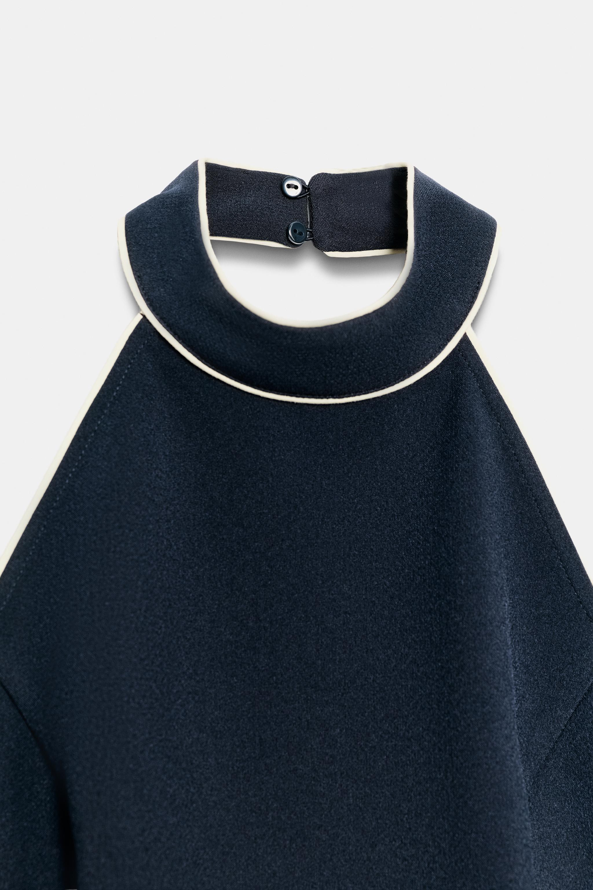Neckholder-Top mit Kontrastpaspeln | Zara DE