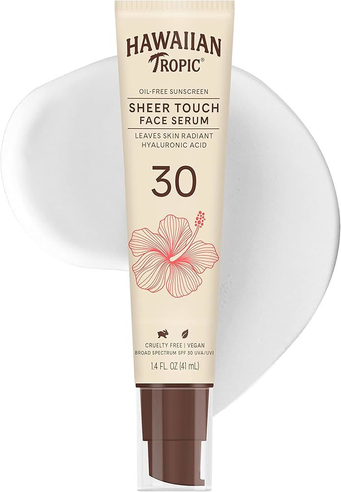 Hawaiian Tropic Sheer Touch Face Serum SPF 30, 1.4oz | Hyaluronic Acid Serum for Face, Sunscreen ... | Amazon (US)