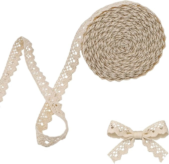 Fita de renda vintage de 10 metros, acabamento de renda de crochê bege de 1,5 cm para costura, r... | Amazon (BR)