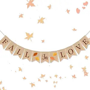 Cieovo Jute Burlap Fall in Love Banner with Maple Rustic Fall Autumn Wedding Engagement Bridal Sh... | Amazon (US)