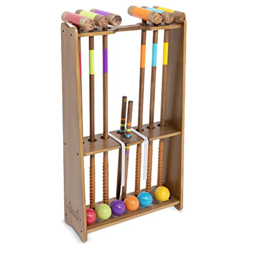 GoSports Premium Wood Stained Six Player Croquet Set with Handcrafted Wooden Stand, Medium | Amazon (US)