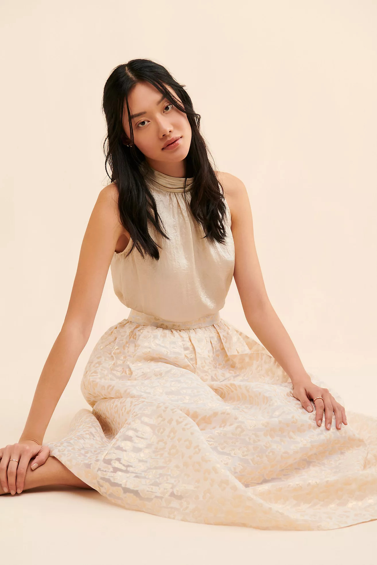 Pankaj & Nidhi Burnout Shimmer Maxi Skirt | Anthropologie (US)