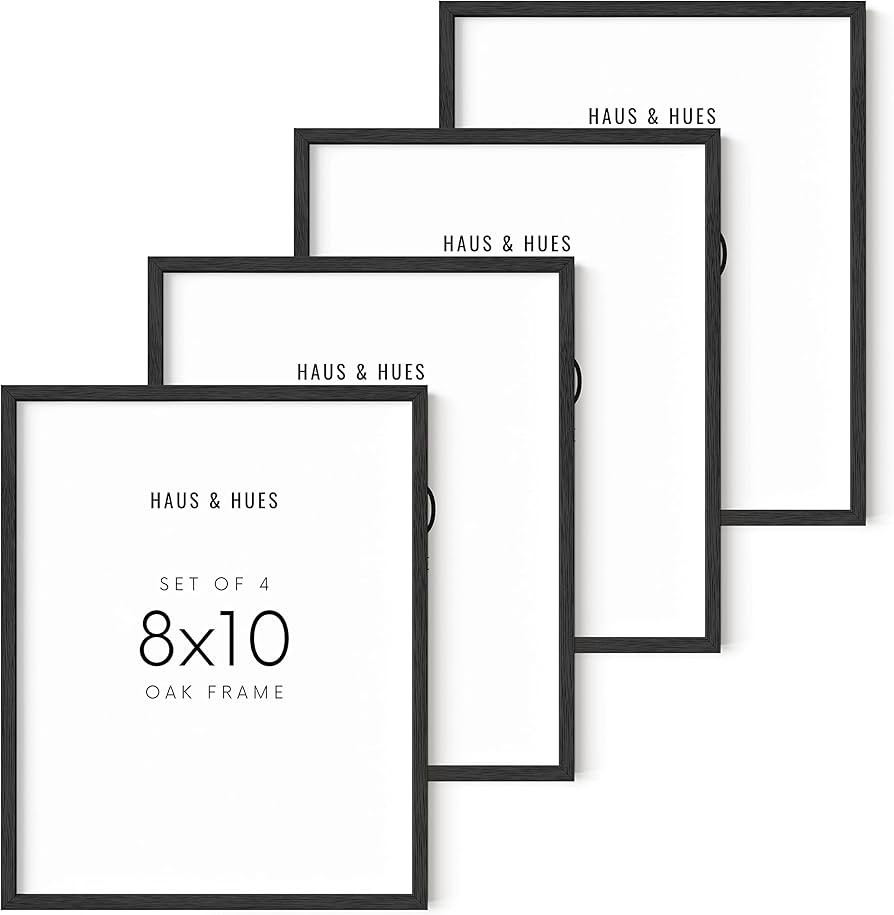 HAUS AND HUES Black 8x10 Picture Frame Set of 4-8"x10" Black Oak Wood Frames Set of 4, 8x10 Poste... | Amazon (US)