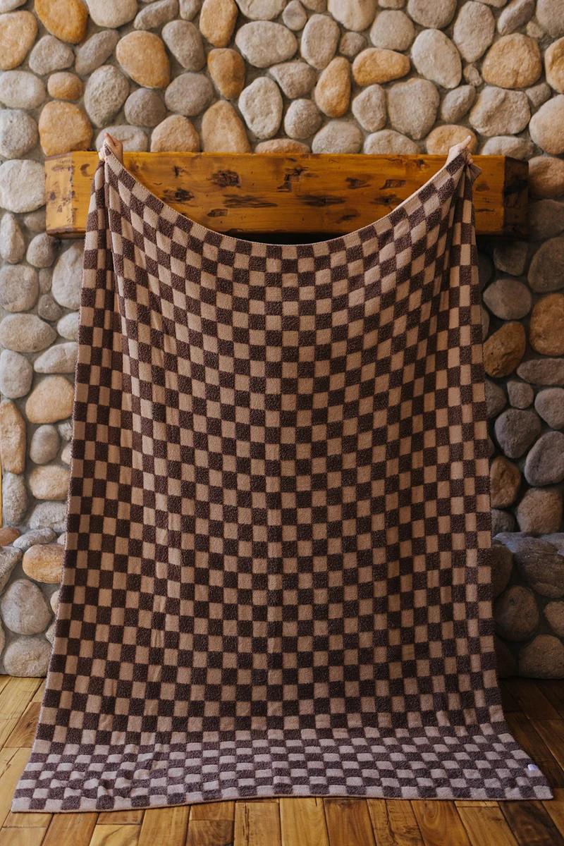 Tonal Brown Check Blanket 60x80 | Staykation