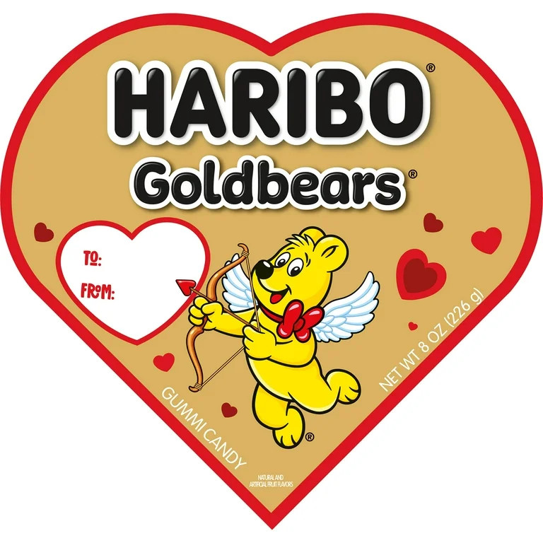 HARIBO Gummies Goldbears Valentines Assorted Fruit Flavor Gummy Candy, 8oz, Heart Gift Box | Walmart (US)