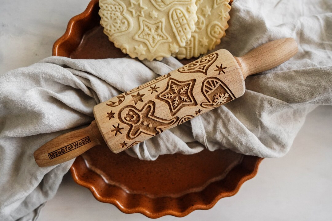 Embossed Gingerbread Rolling Pin: Christmas Cookie Baking - Etsy | Etsy (US)