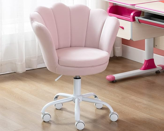 Cute Kids Desk Chair,Velvet Bedroom Chair Adjustable Child Computer Chair Swivel Shell Vanity Cha... | Amazon (US)