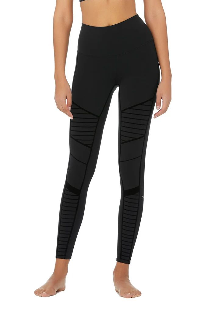 Flocked High-Waist Moto Legging - Black | Alo Yoga