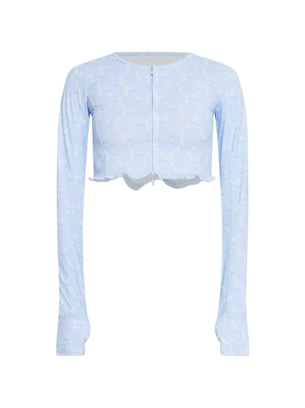 LoveShackFancy Laudie ruffle long-sleeve top - Blue | Farfetch Global