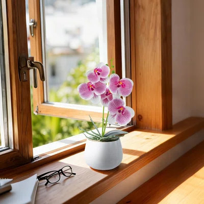 Artificial Faux Orchid Plants In White Pot | Wayfair North America