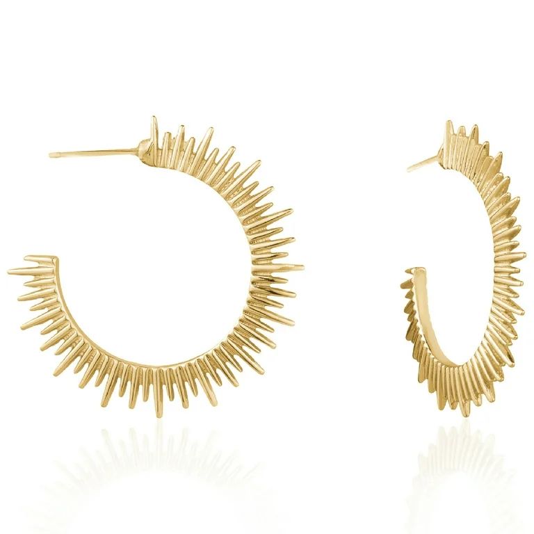 ALLISON ROSE ATELIER – Women’s Spike Earrings – 16k Gold Plated Open C Sun Hoop Earrings ... | Walmart (US)