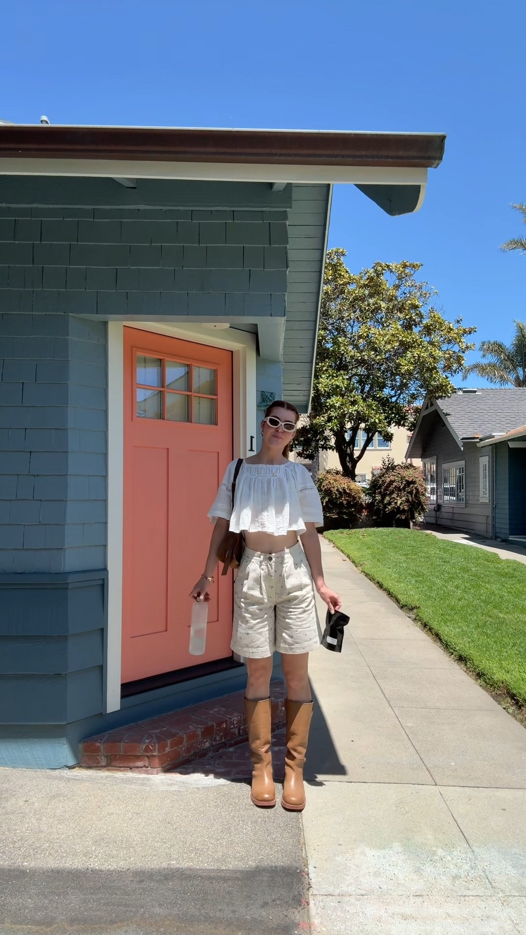 wearing XS in the top & size 4 in the shorts 🩵