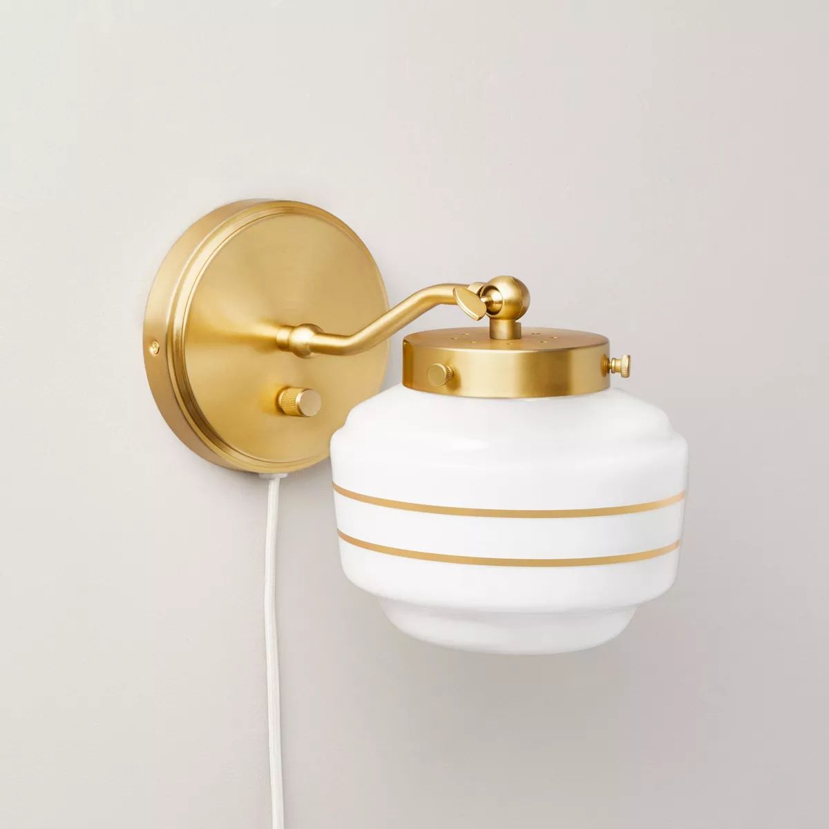 Milk Glass Striped Wall Sconce Brass Finish - Hearth & Hand™ with Magnolia | Target