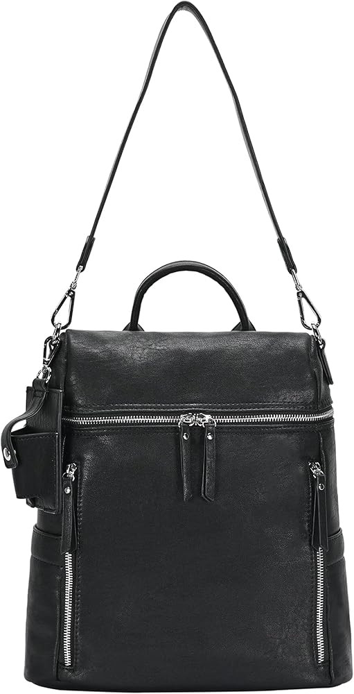 Miztique The Sienna Backpack Purse for Women, Sleek Shoulder Bag, Soft Vegan Leather - Black | Amazon (US)