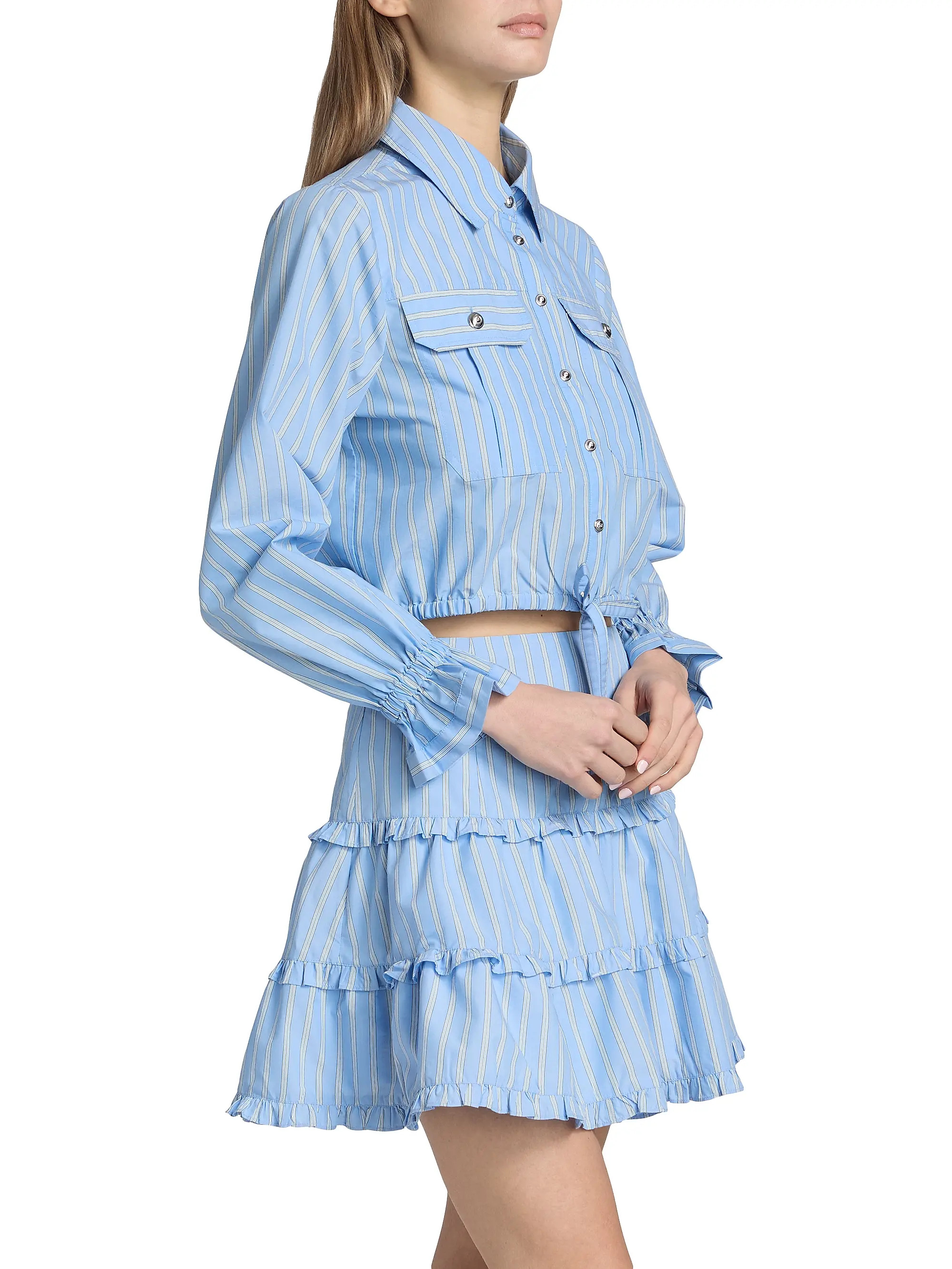 Cinq à Sept Prezley Lili-Striped Tie-Waist Crop Shirt | Saks Fifth Avenue | Saks Fifth Avenue