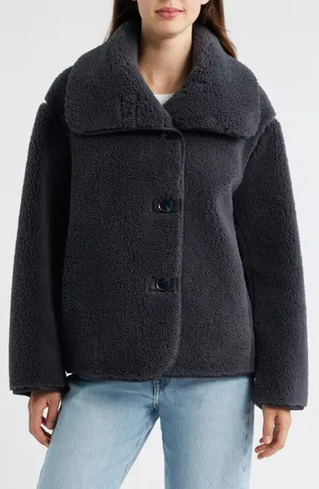 Sam Edelman Faux Shearling Jacket in Carbon at Nordstrom Rack, Size X-Small | Nordstrom Rack