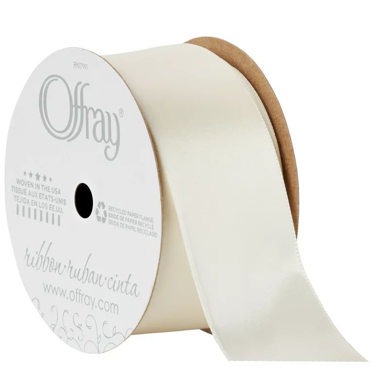 Offray Ribbon, Antique White 1 1/2 inch Single Face Satin Polyester Ribbon, 12 feet | Walmart (US)