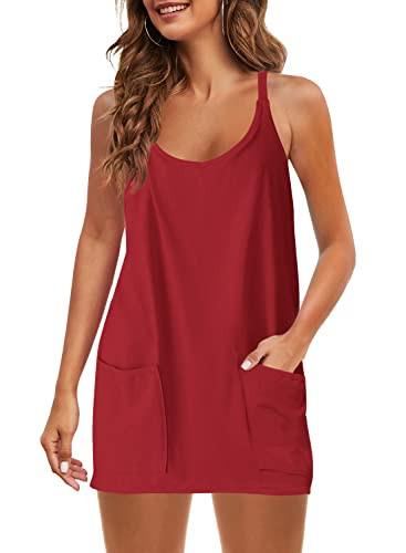 Panadila Womens Summer Sleeveless Mini Dress V Neck Spaghetti Strap Sundress Athletic Short Dress... | Amazon (US)