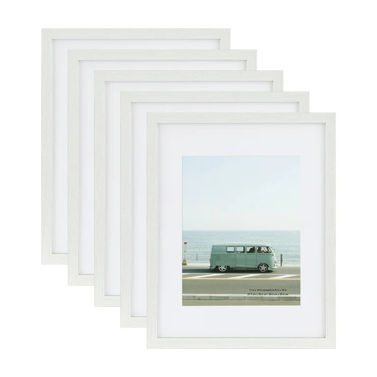 Scholartree 11 x 14 5-in-1 Wood Picture Frames Set-11x14 Matted to 8x10 Wall Frames, White | Walmart (US)