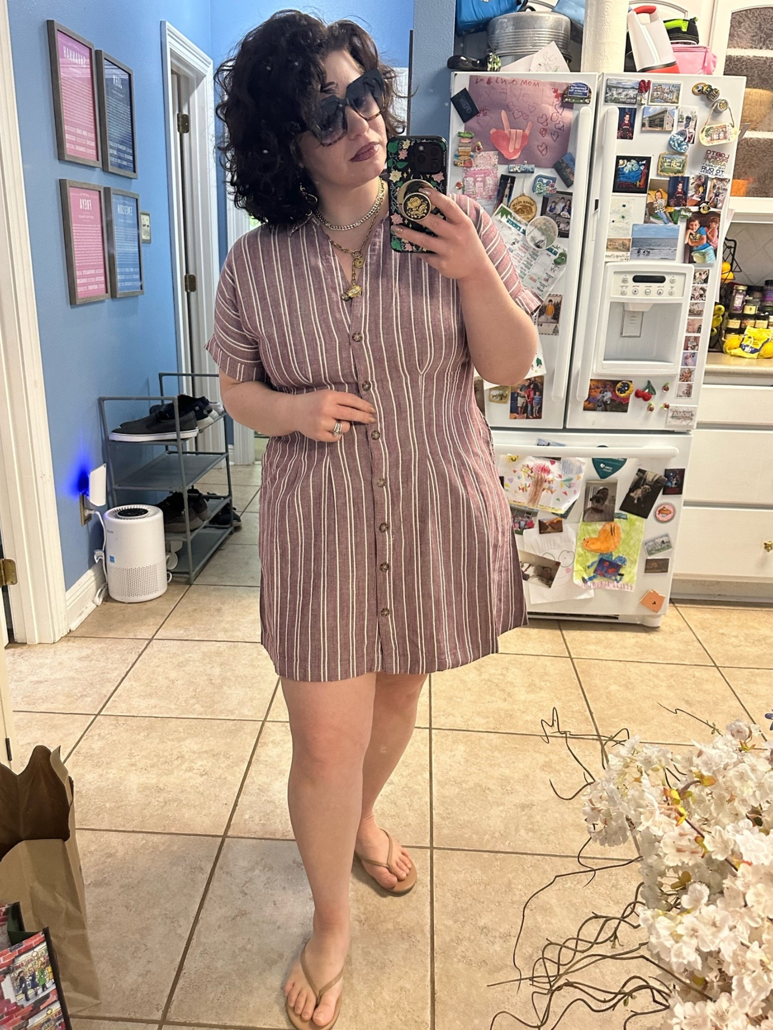 What I wore to take the kids to see Toy Story 5 and run errands today. The striped dress runs smaller than the solid black, so I would size up if in between.

#LTKootd #LTKmomlife #LTKMidsize