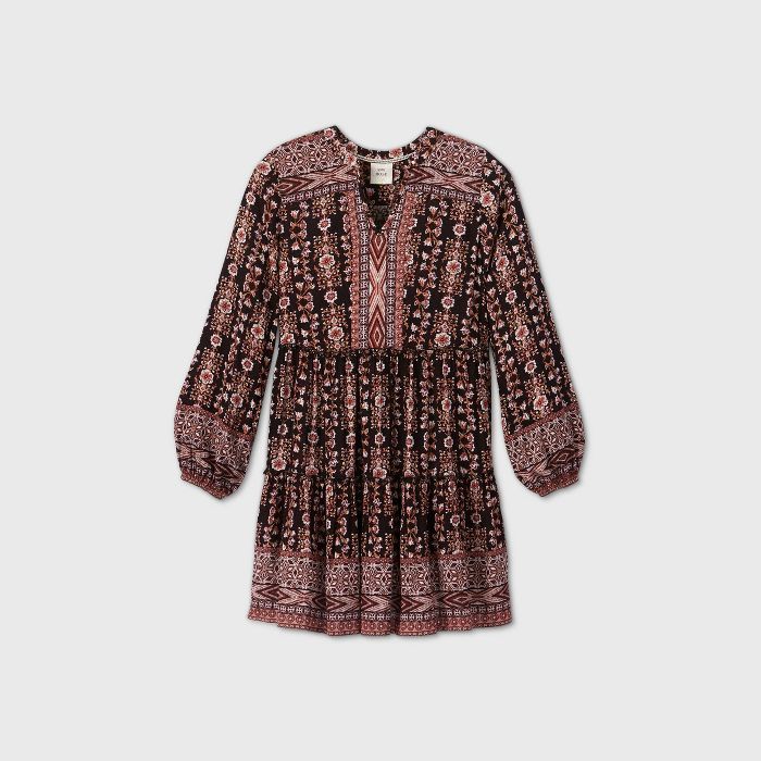 Women's Floral Print Long Sleeve Dress - Knox Rose™ Black | Target