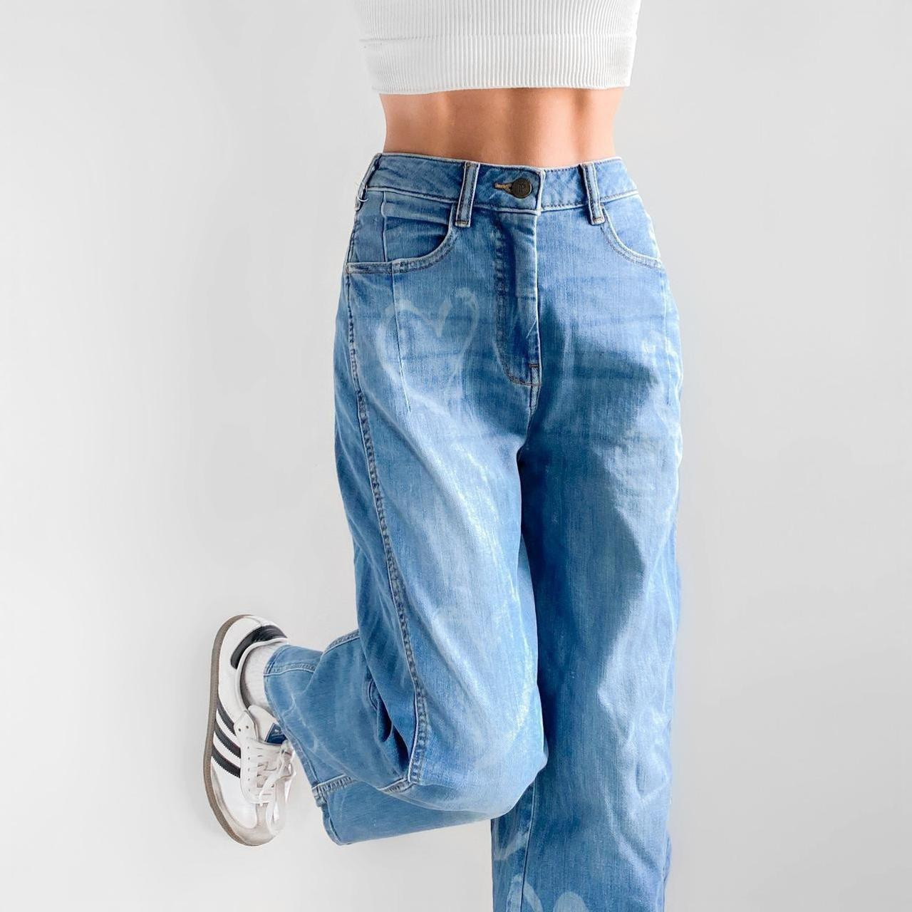 Pilcro Women's Low rise Printed Jeans - Blue | Depop US