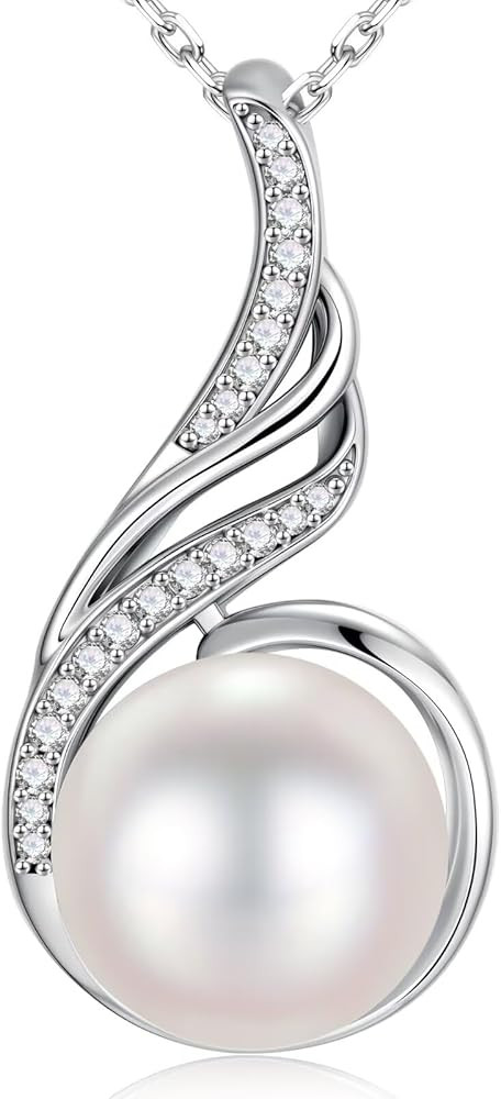 Iefil Mothers Day Gifts - 925 Sterling Silver 10-11mm Freshwater Pearl Necklace, Anniversary Birt... | Amazon (US)