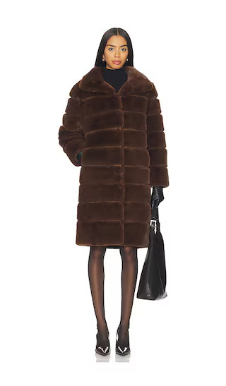 Christie Faux Fur Coat in Hazelnut | Revolve Clothing (Global)