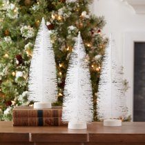 Holiday Time 13" White Tree Table-Top Christmas Decoration, Set of 3 | Walmart (US)