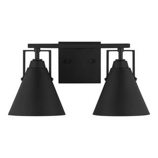 Home Decorators Collection Insdale 2-Light Matte Black Modern Industrial Bathroom Vanity Light wi... | The Home Depot