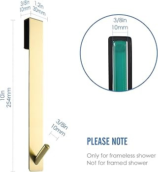 Simtive Extended Shower Door Hooks (10-Inch), Over Door Hooks for Bathroom Frameless Glass Shower... | Amazon (US)