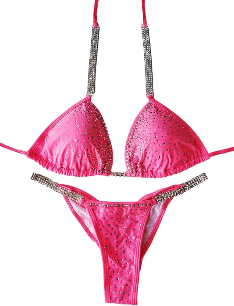 New, Never Worn Crystal Fitness Competition Bikini Suit- Desire Pink | Amazon (US)