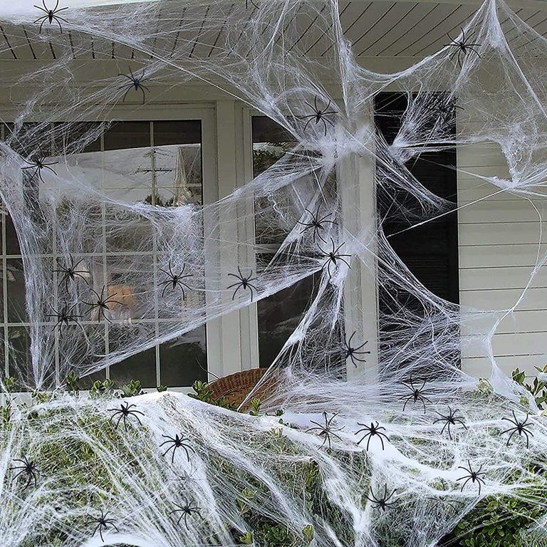Halloween Spider Web Decorations,Stretchy Large Fake Spiderwebs with Extra Fake Spiders for Outdo... | Walmart (US)