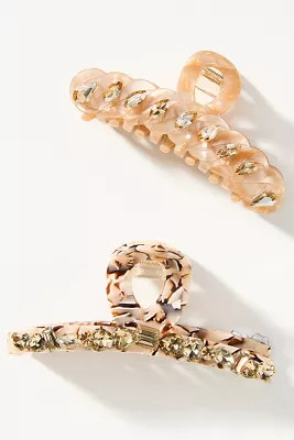 Crystal Hair Claw Clips, Set of 2 | Anthropologie (US)